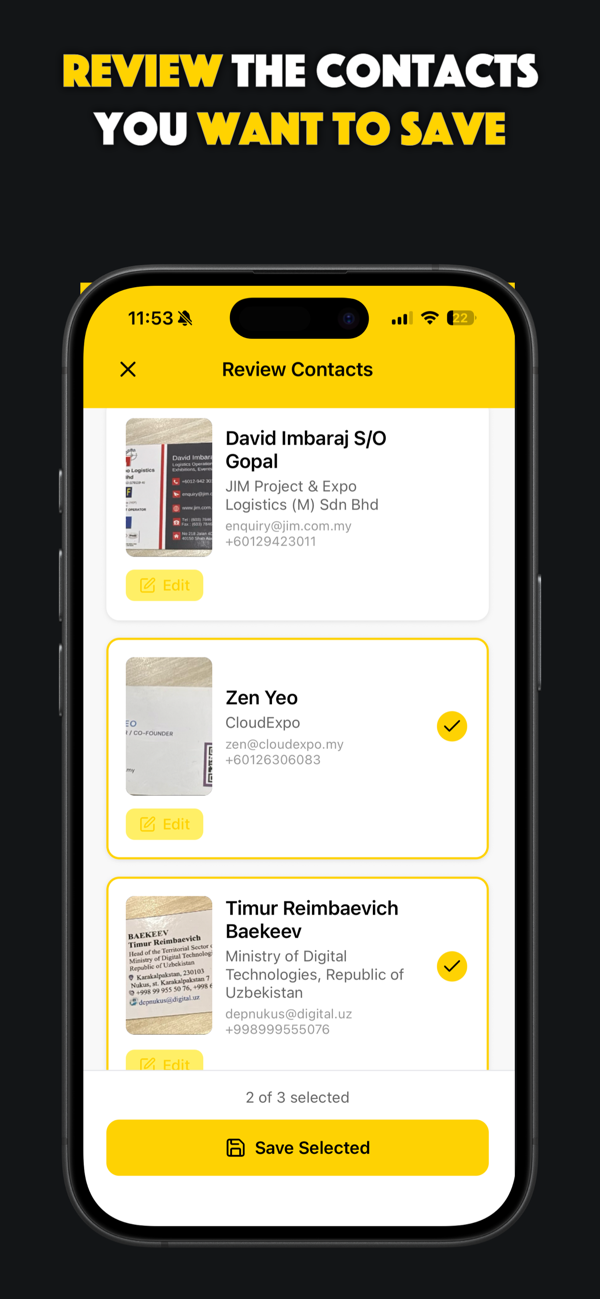 Review contacts before saving